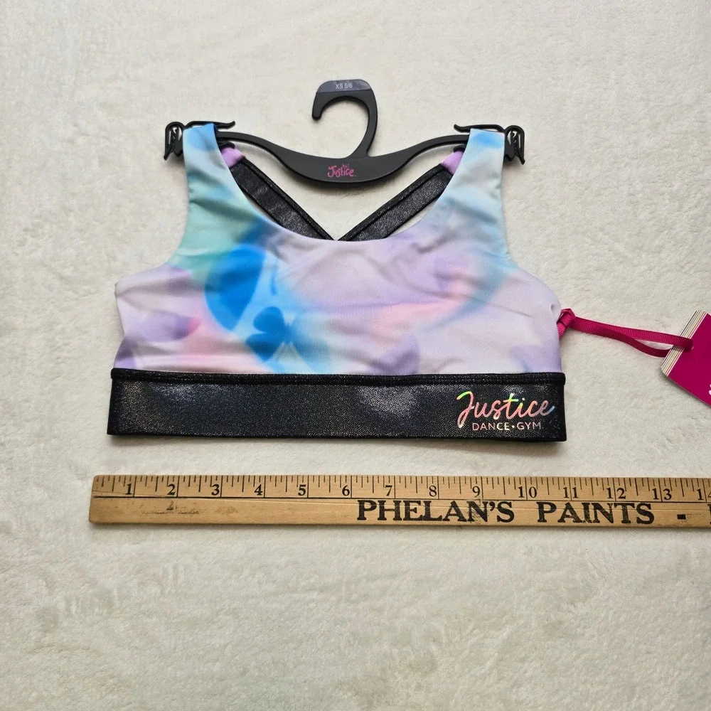 Justice Dance Gym Butterfly‎ Cloud Dye Sports Bra XS 5/6 NWT